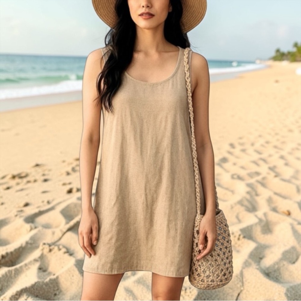 CP Shades San Francisco Rayon Textured Swim Cover Up Tank Dress